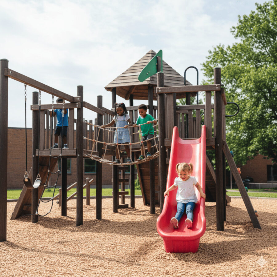 wooden jungle gyms