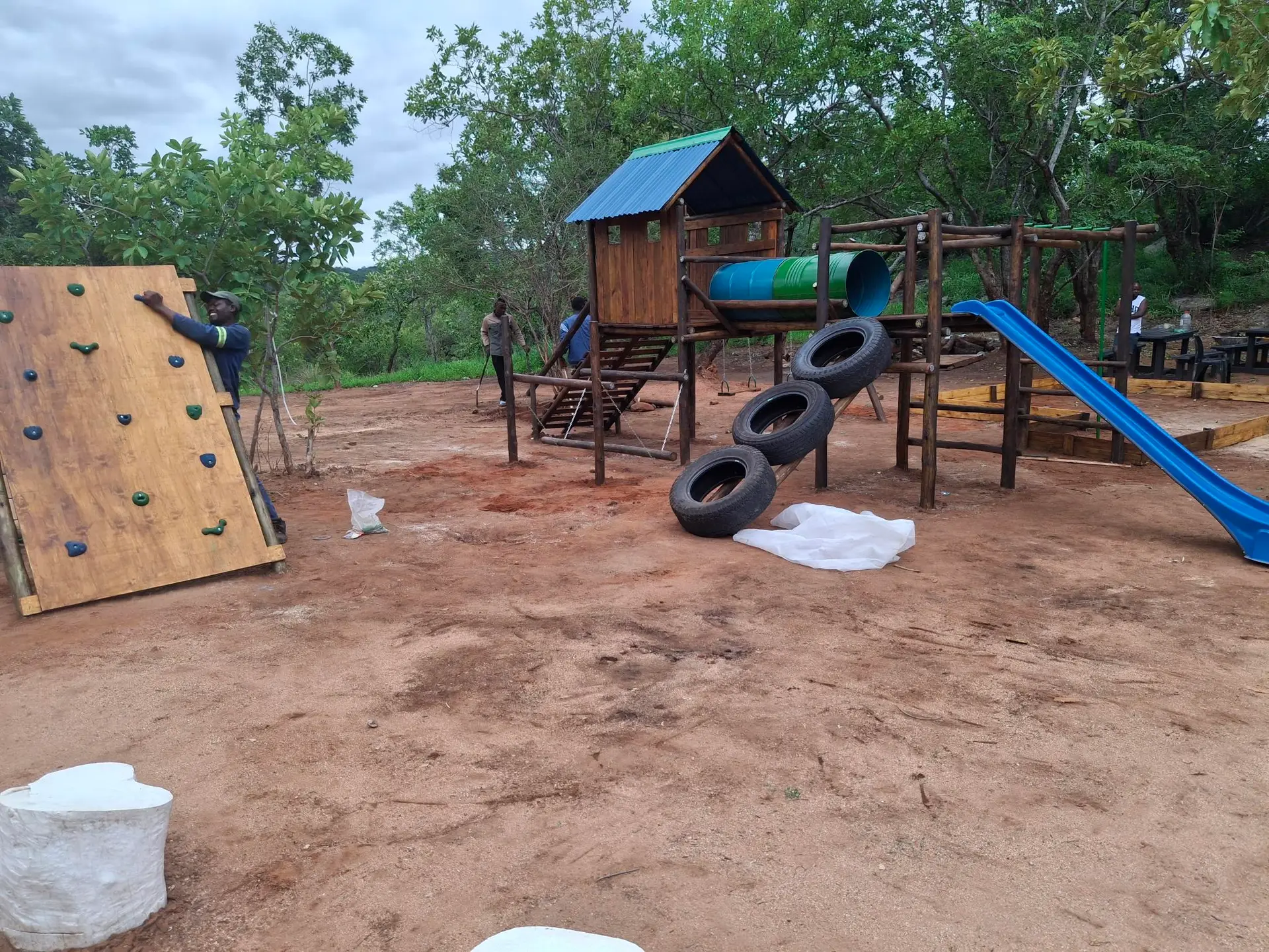 wooden jungle gyms
